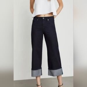 NWT BCBGMaxAzria Rinse Wash/Dark Blue Wide Leg Jeans